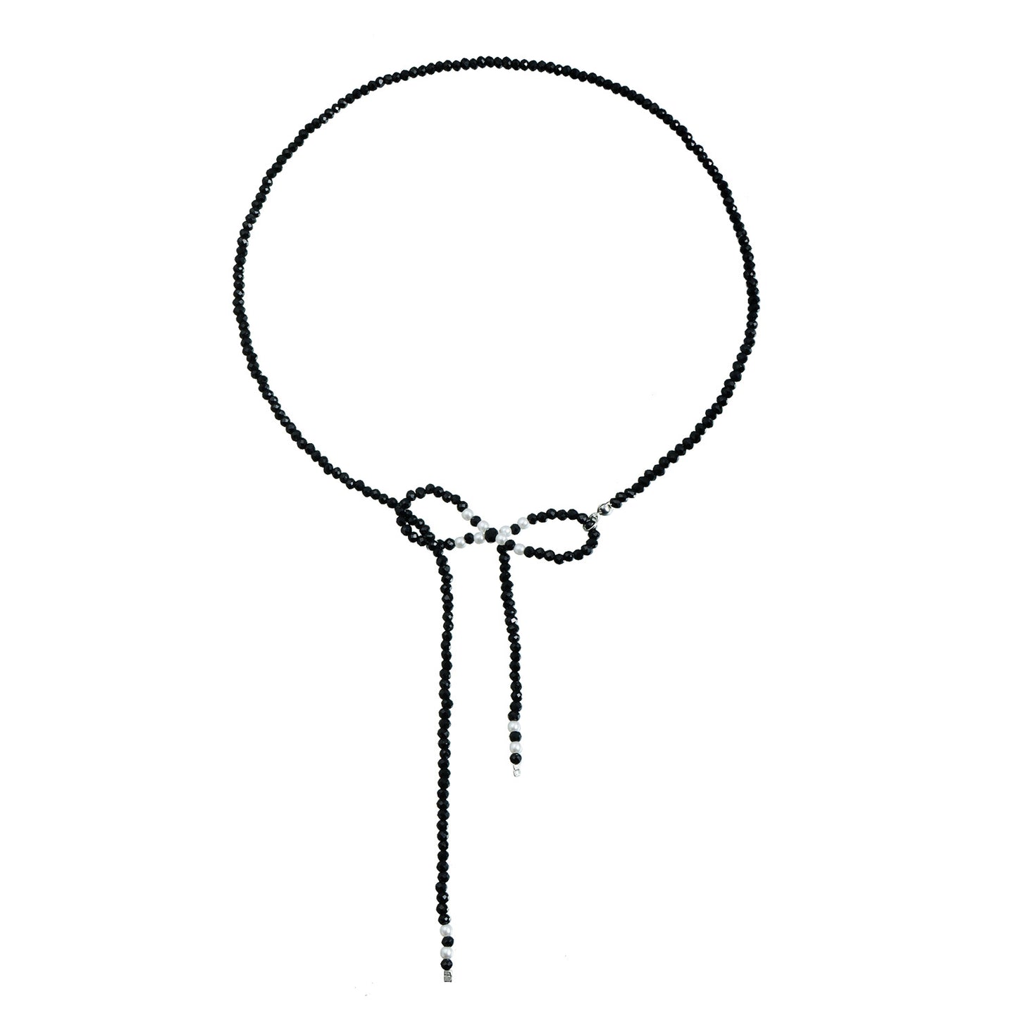 Set di collana con fiocco di perle scure da donna, in lega con finitura galvanica