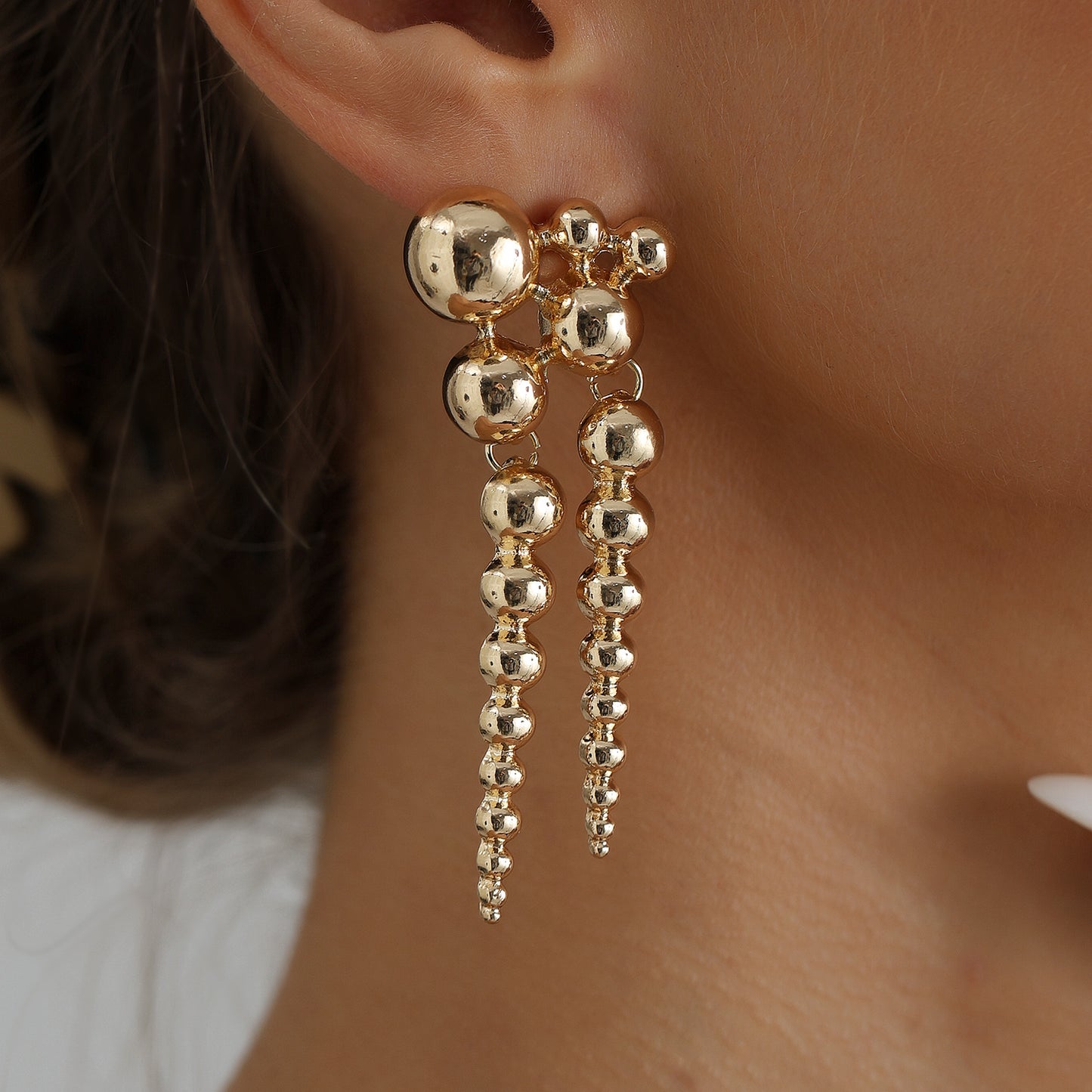 Vintage Geometric Heart Lava Texture Metal Stud Earrings