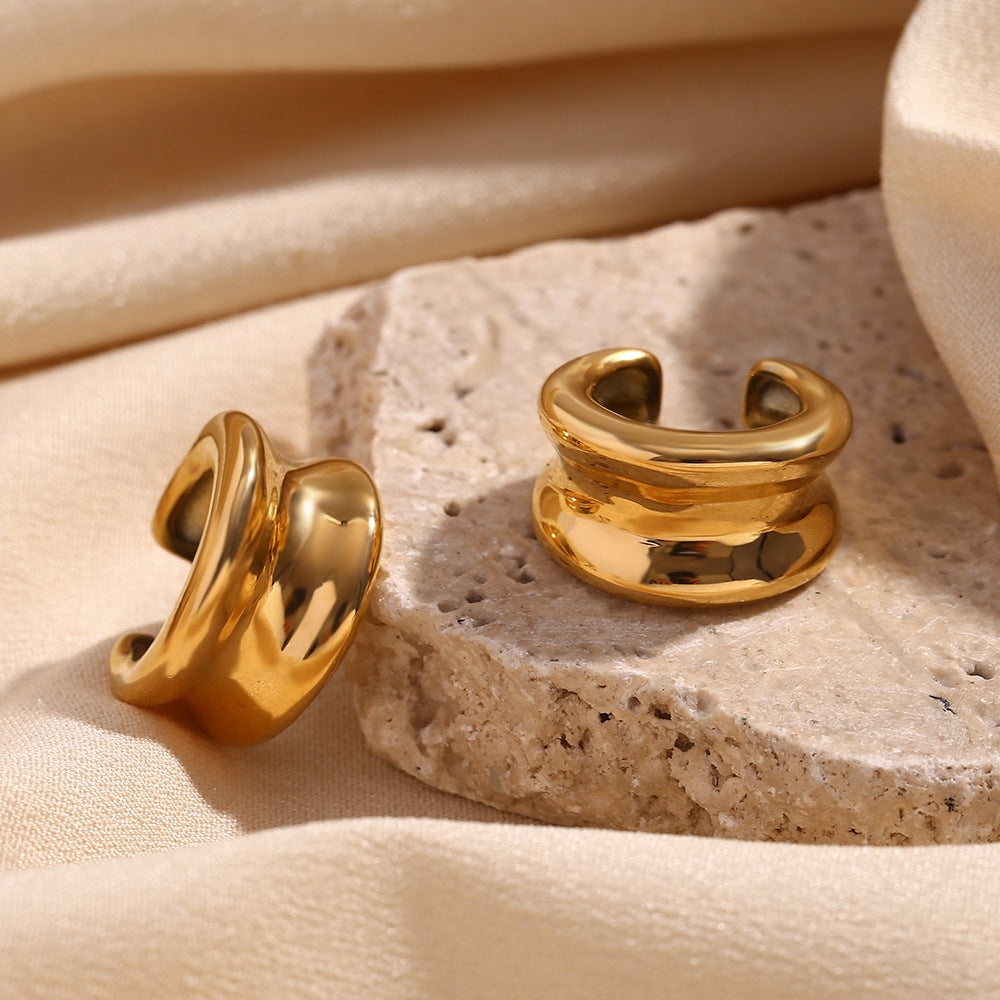 Pendientes Geométricos de Acero Inoxidable de Moda con Baño de Oro de 18K para Mujer