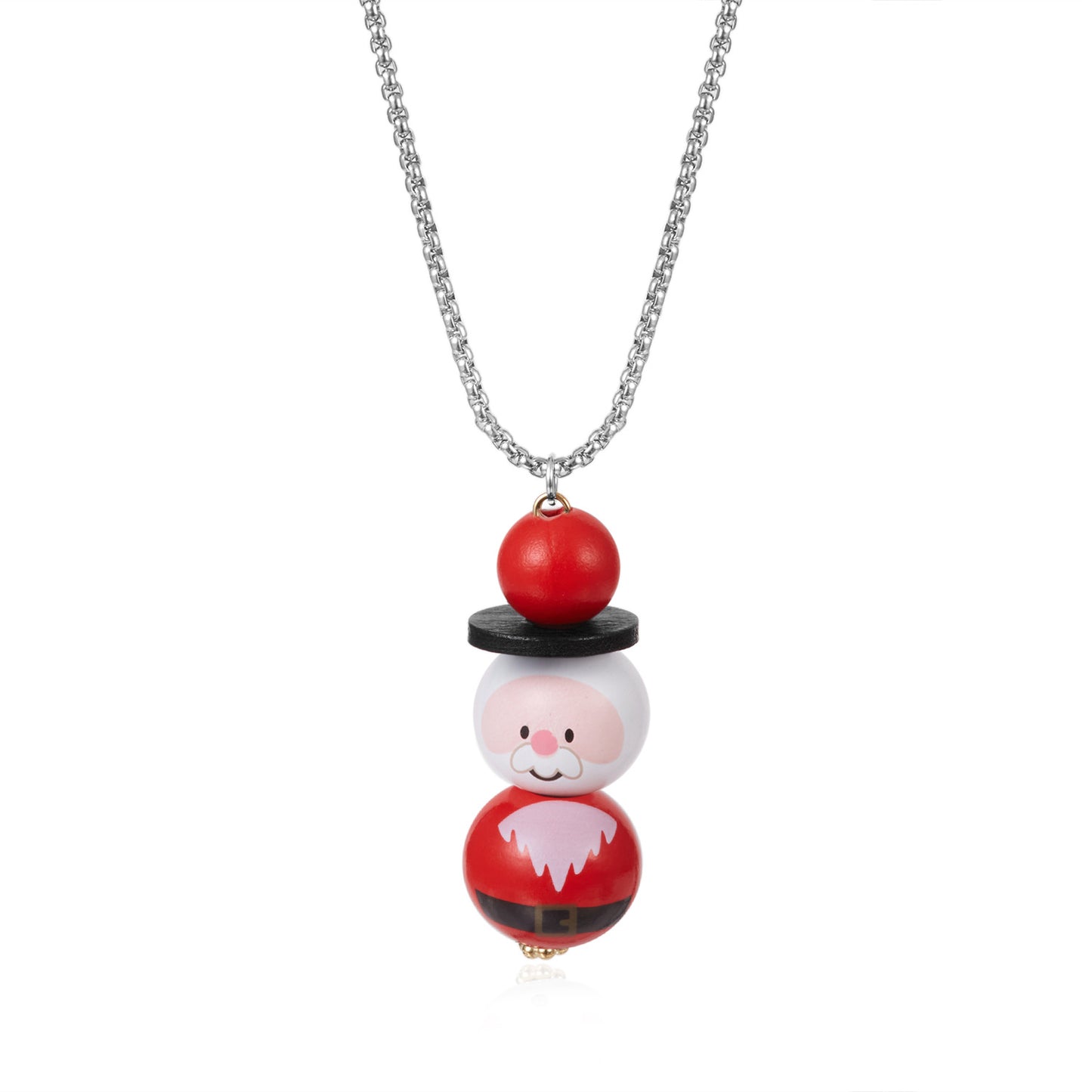 Collana Pendente a Forma di Pupazzo di Neve Stile Ins per Donna con Intarsi in Strass e Struttura in Resina su Catenina, per la Moda Festiva Natalizia