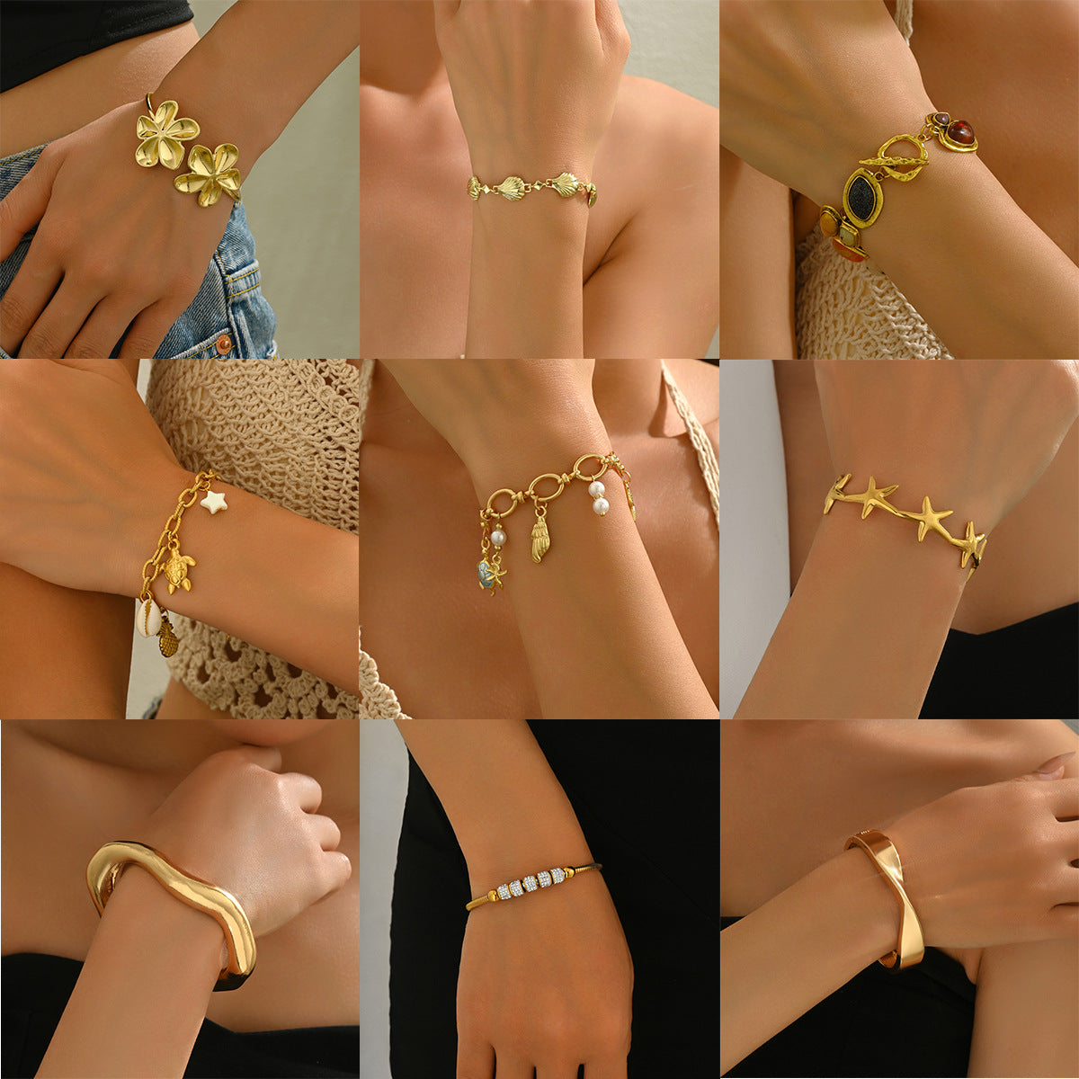 Pulsera de línea exagerada de estilo geométrico para mujer con incrustaciones de diamantes de imitación y aleación de zinc chapada en oro