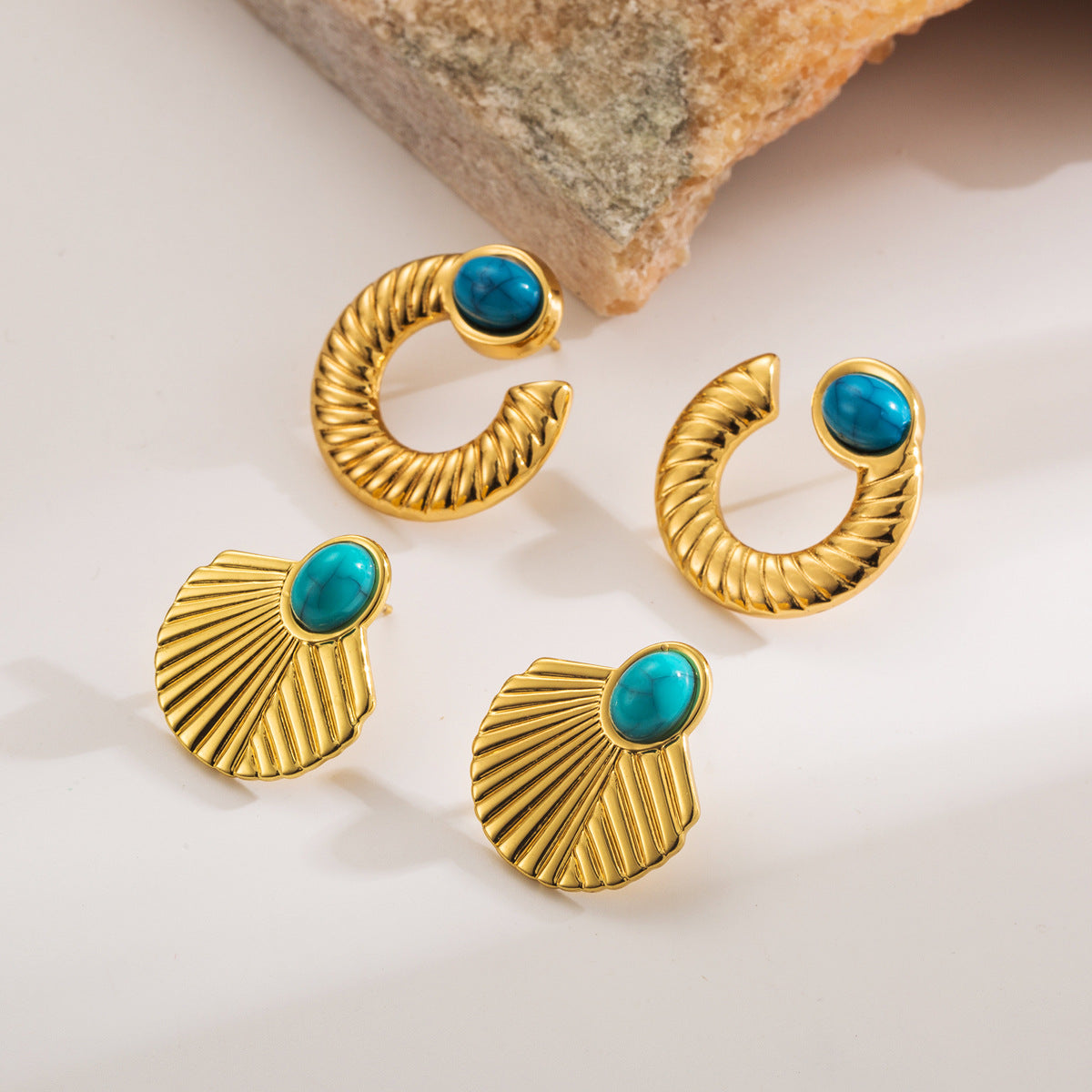 Vintage Geometric Stainless Steel Earrings with Plating Finish for Women