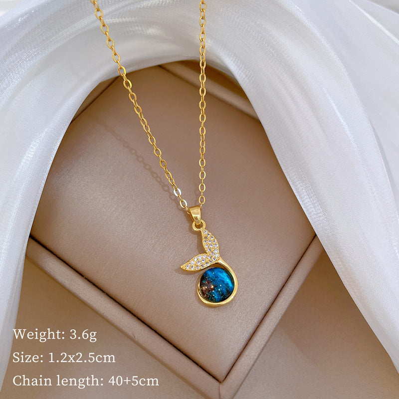 Collar de titanio con diamantes de imitación, cielo estrellado geométrico, para mujer, cadena de labios minimalista, estilo dulce