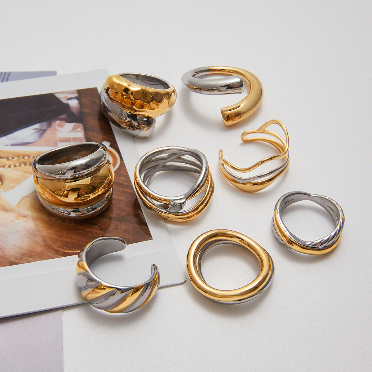 Geometric Stainless Steel Plated Ring for Women with Luxe Minimalist Appeal