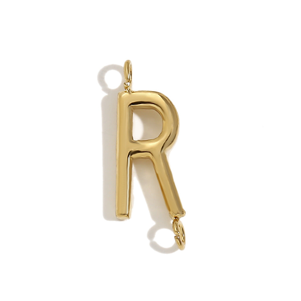 Minimalist 18K Gold Plated Stainless Steel Letter Charm Bar