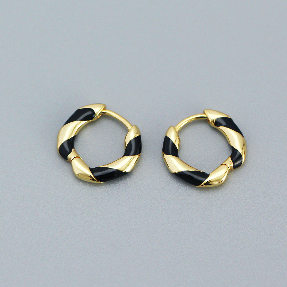 Orecchini a Cerchio da Donna in Argento Sterling 925, Smaltati a Olio a Spirale, Dolce, Colorati e Geometrici