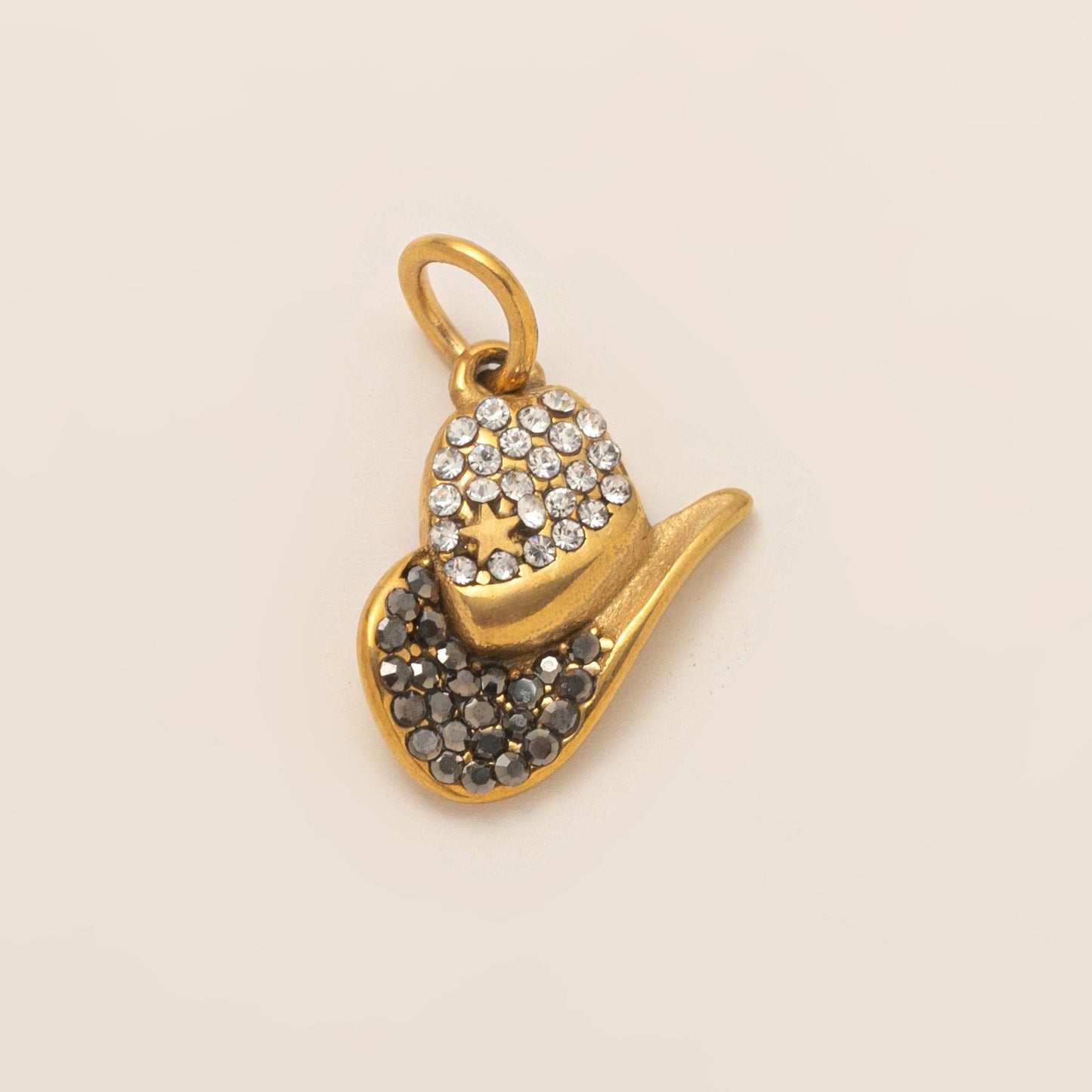 Vintage 18K Gold Plated Stainless Steel PVD Boot Charm Bar