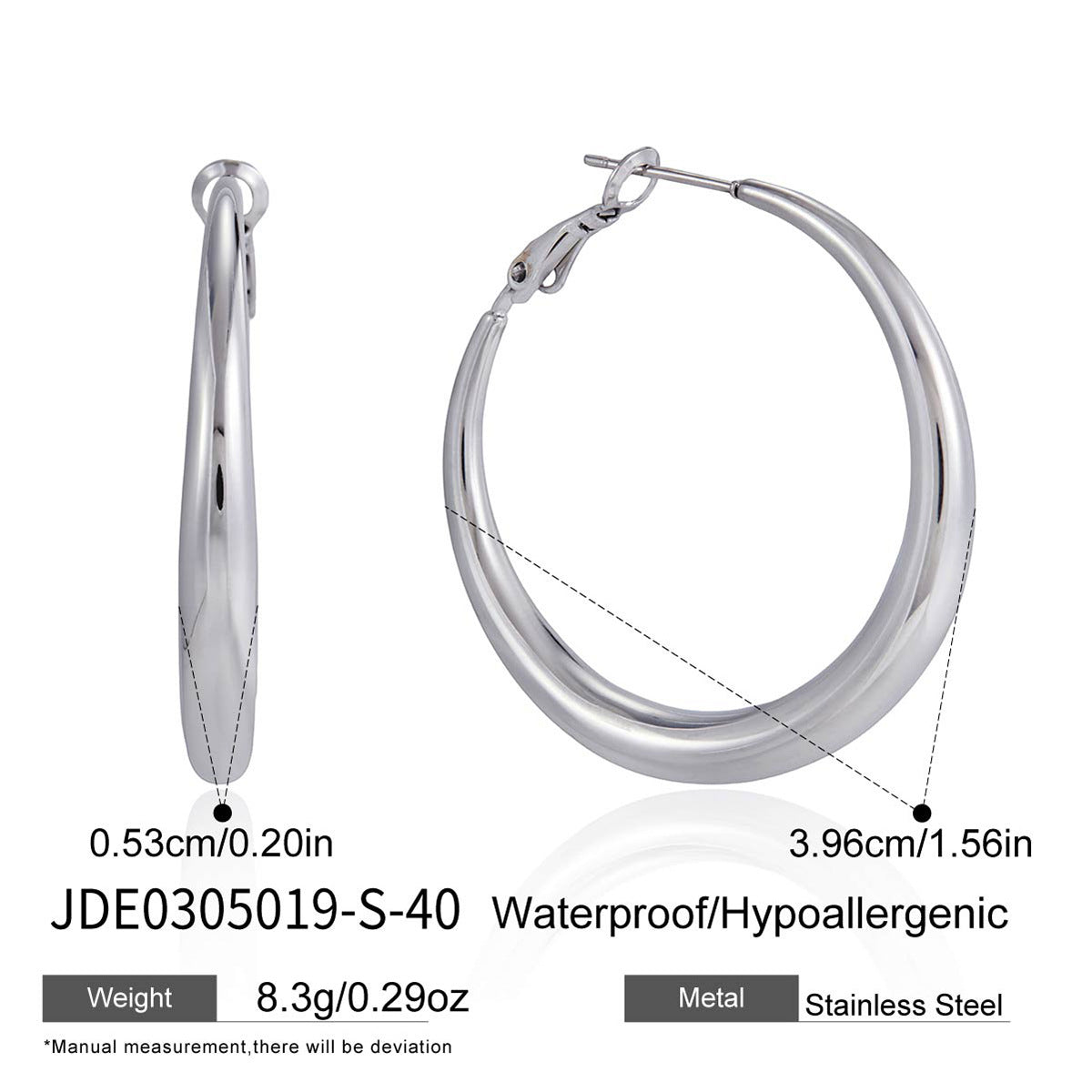 Minimalist Round Geometric Plated Stainless Steel Hoop Earrings for Women