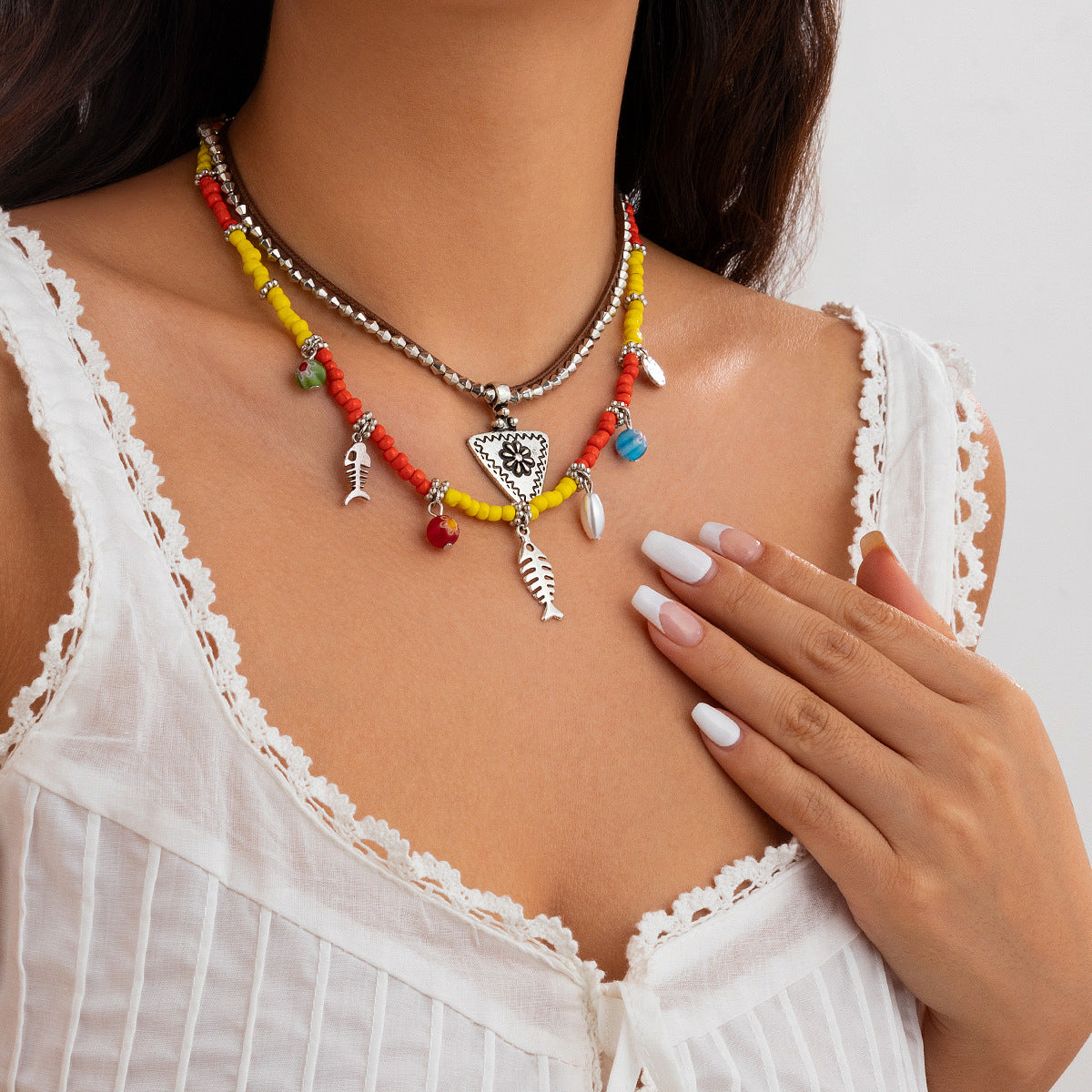 Vintage Bohemian Geometric Alloy Multi-Layer Necklace for Women