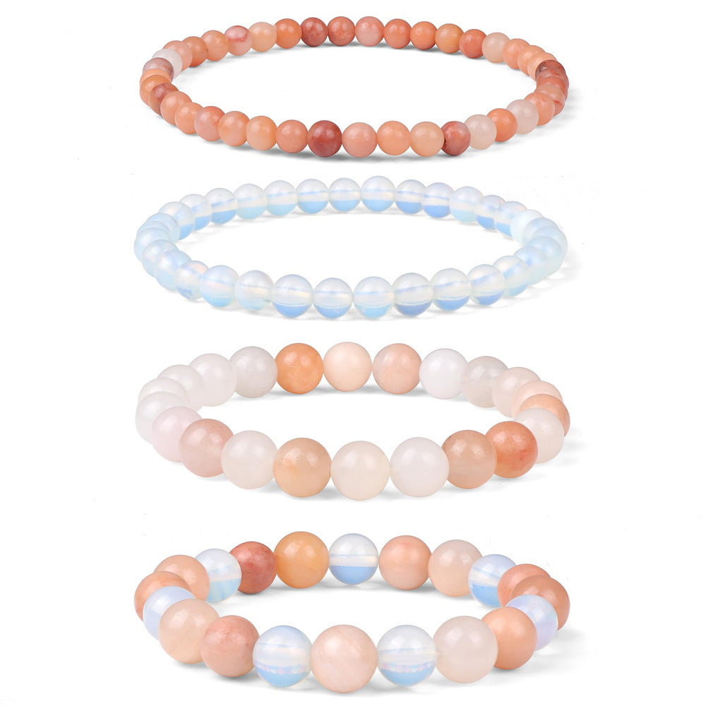 Geometric Natural Stone Beaded Bracelet Set Unisex Handmade Jewelry