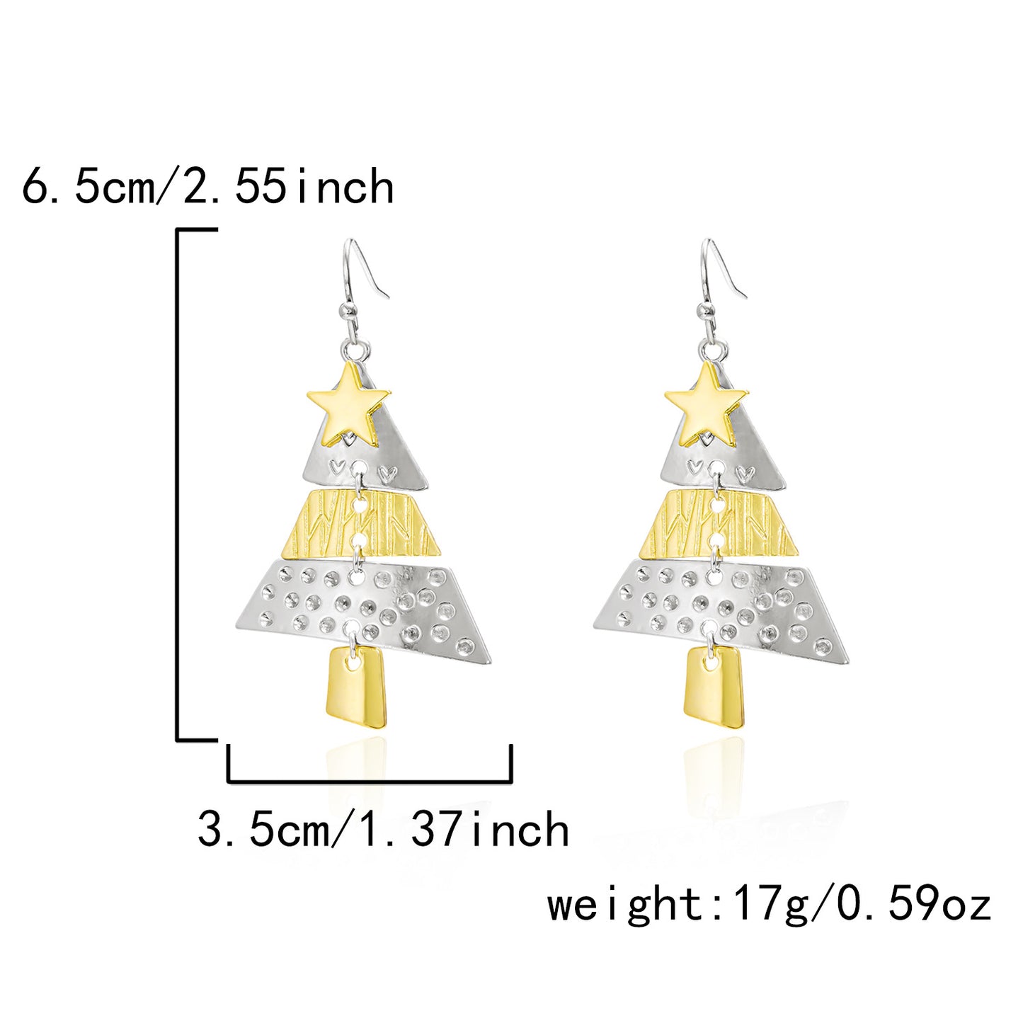 Collar Colgante de Árbol de Navidad para Mujer, Joyería Festiva en Forma de Estrella de Aleación con Acabado Chapado, Diseño de Cadena de Caja