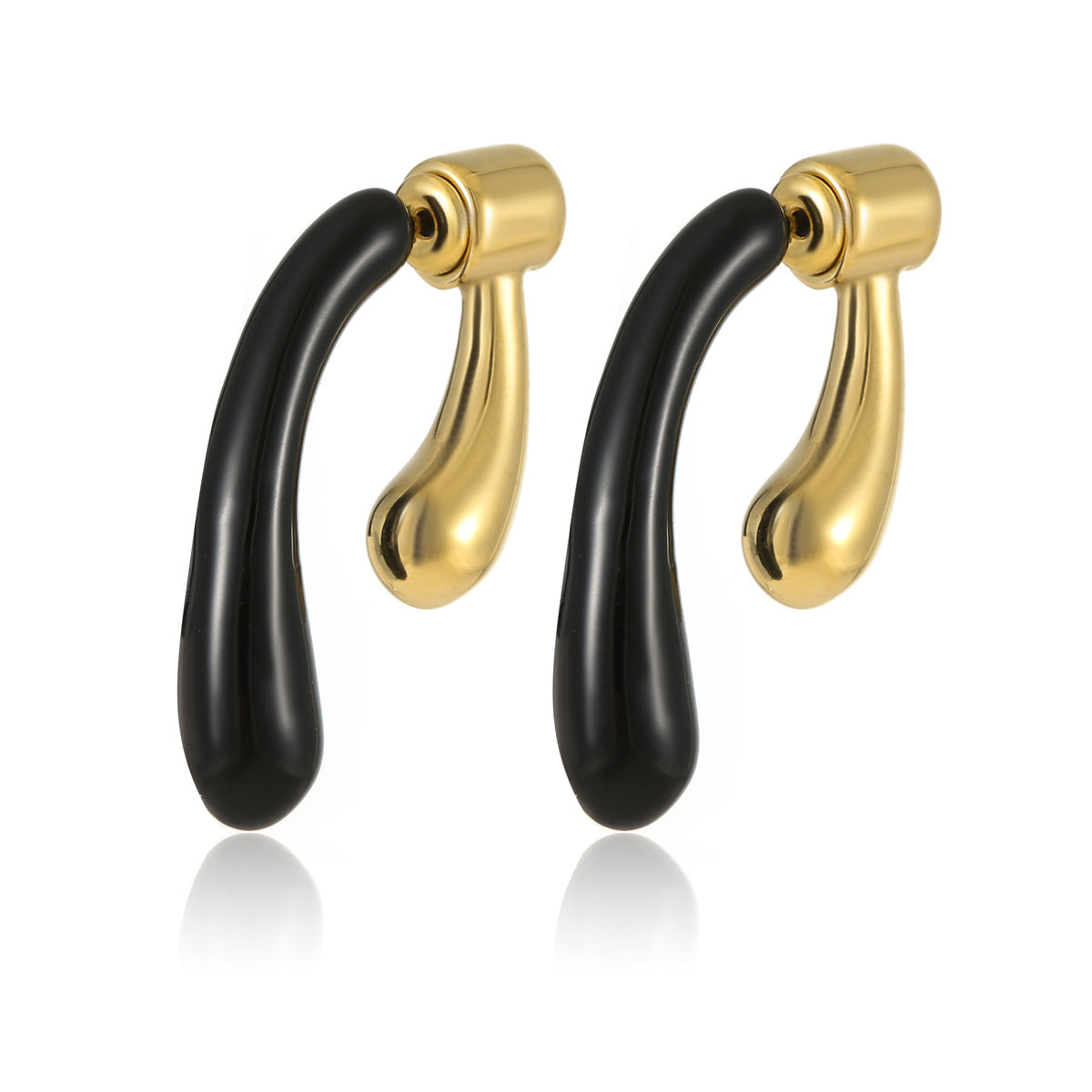 Pendientes de lágrima de esmalte estilo dulce en acero inoxidable con forma geométrica y diseño irregular para mujer