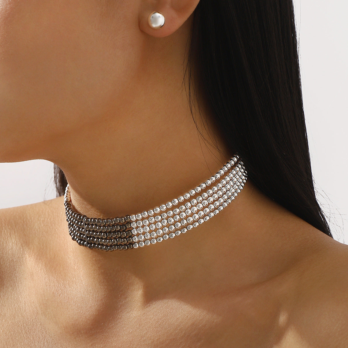 Minimalist Elegant Alloy Necklace Set with Simulated Pearl Accents for Women Featuring Pearl Chain and Round Design
