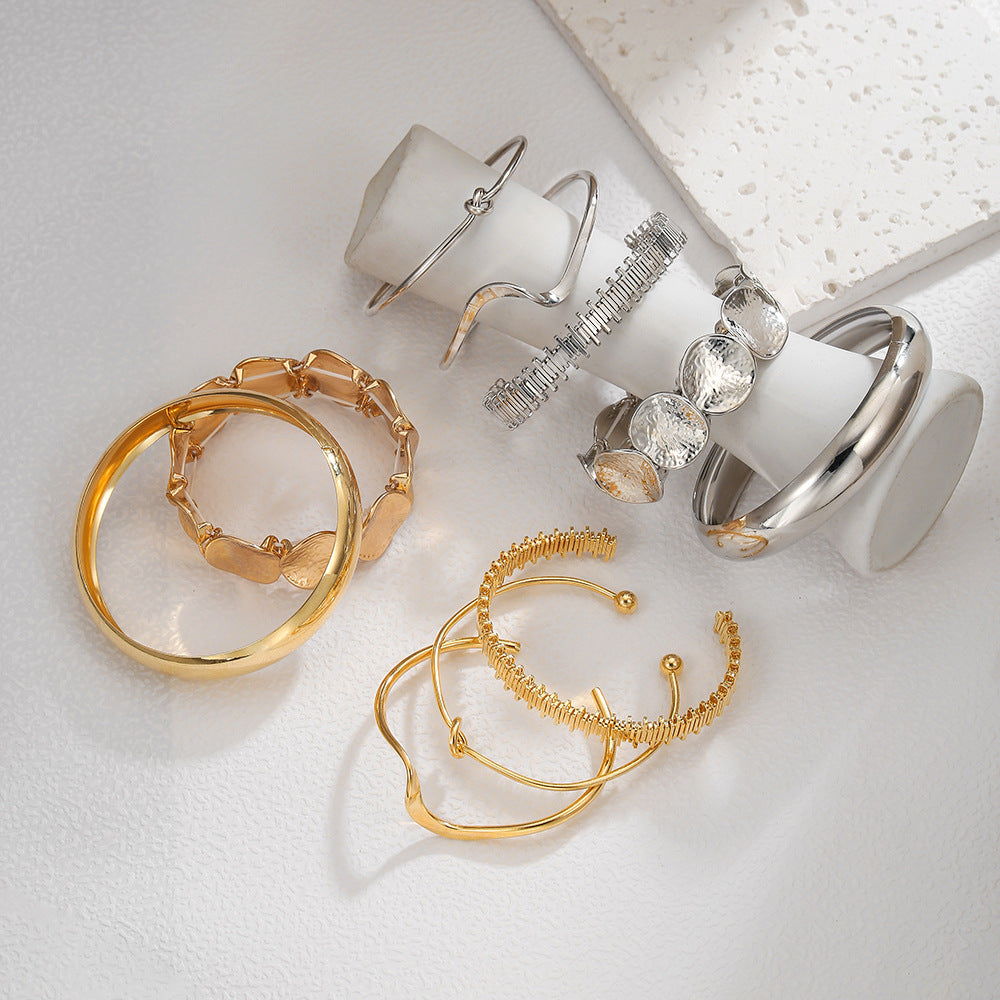 Exaggerated Irregular Twisted Open Cuff Bracelet Gold Plated Alloy Streetwear Jewelry for Women