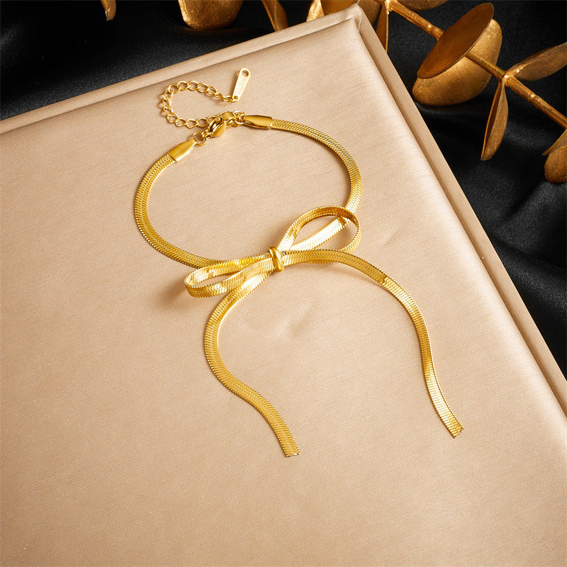 Minimalist Plated Stainless Steel Butterfly Snake Chain Bracelet for Women