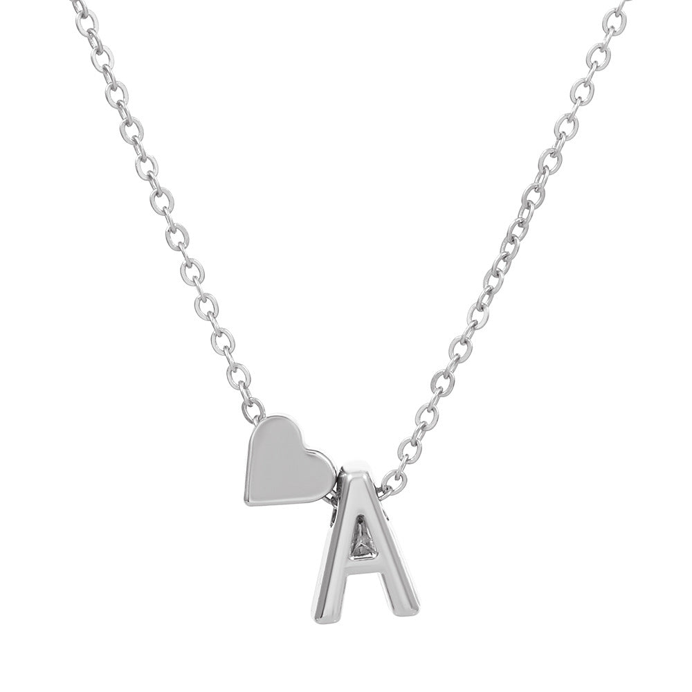 Sweet Heart Letter Alloy Plated Necklace Singapore Chain for Women