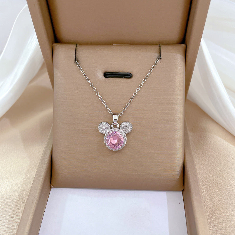 Collar de cadena de titanio y acero geométrico de lujo con incrustaciones de diamantes de imitación para unisex