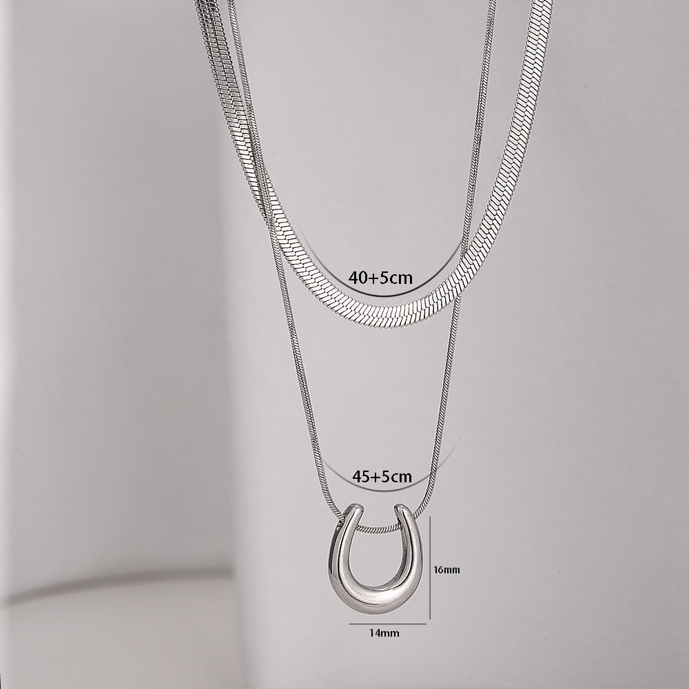 Collar minimalista en forma de U de acero titanio con acabado chapado para combinar, gargantilla de cadena de serpiente para mujeres y hombres
