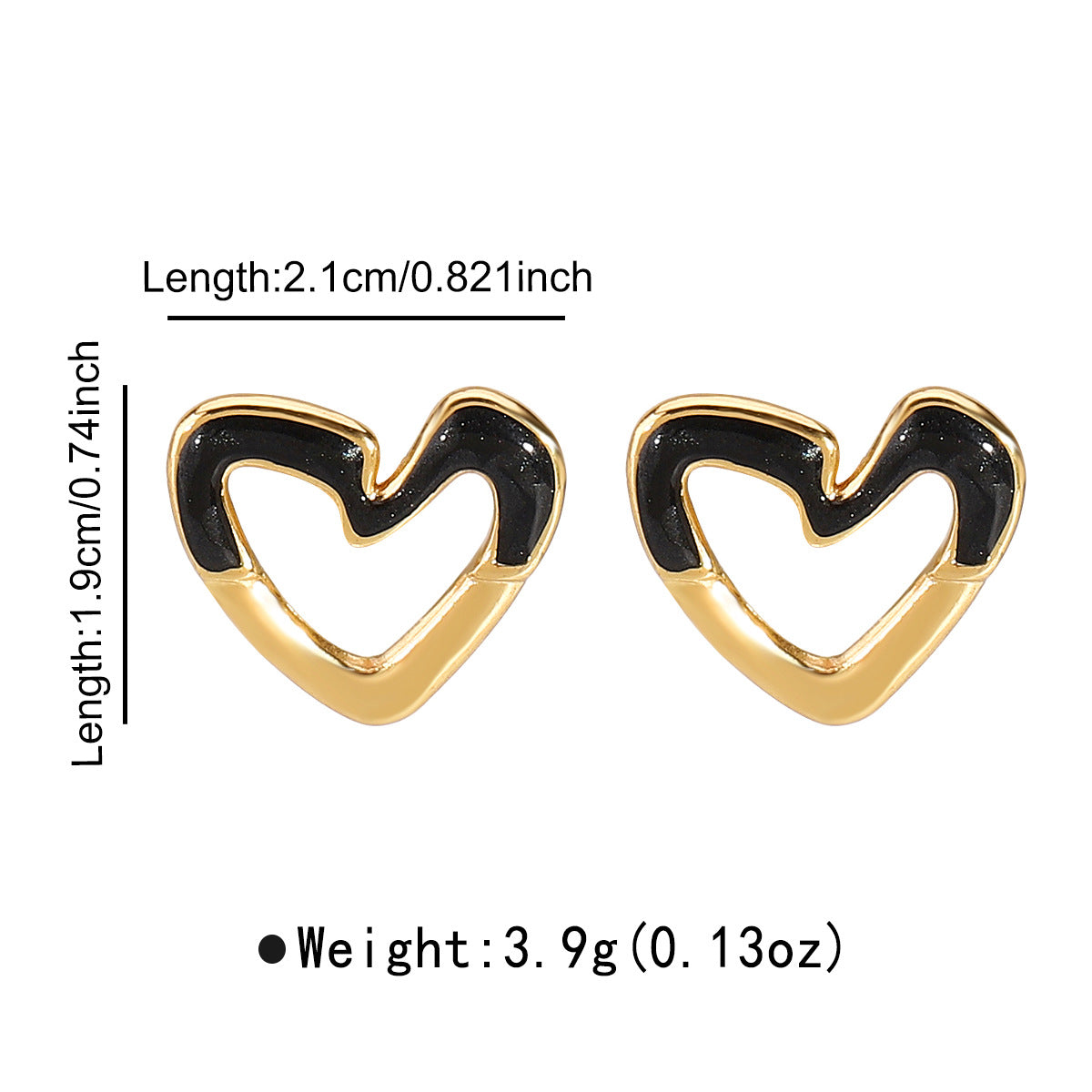 Retro Minimalist Heart-Shaped Stainless Steel Earrings with Enamel Finish for Women