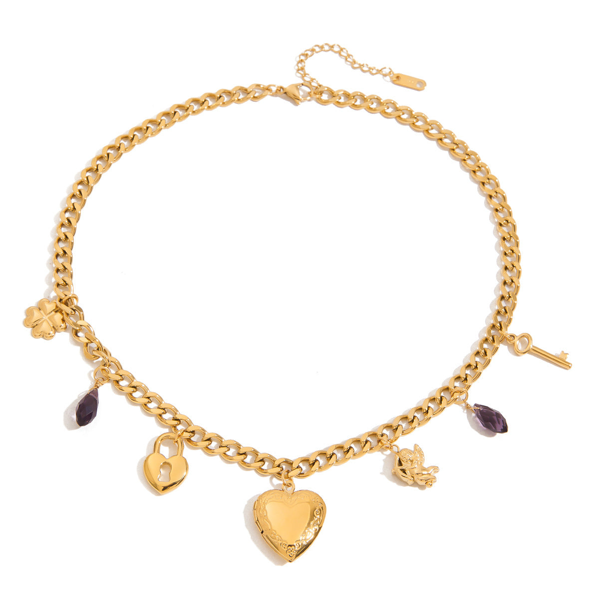 Collar con colgante minimalista de acero de titanio chapado con forma de corazón para mujer