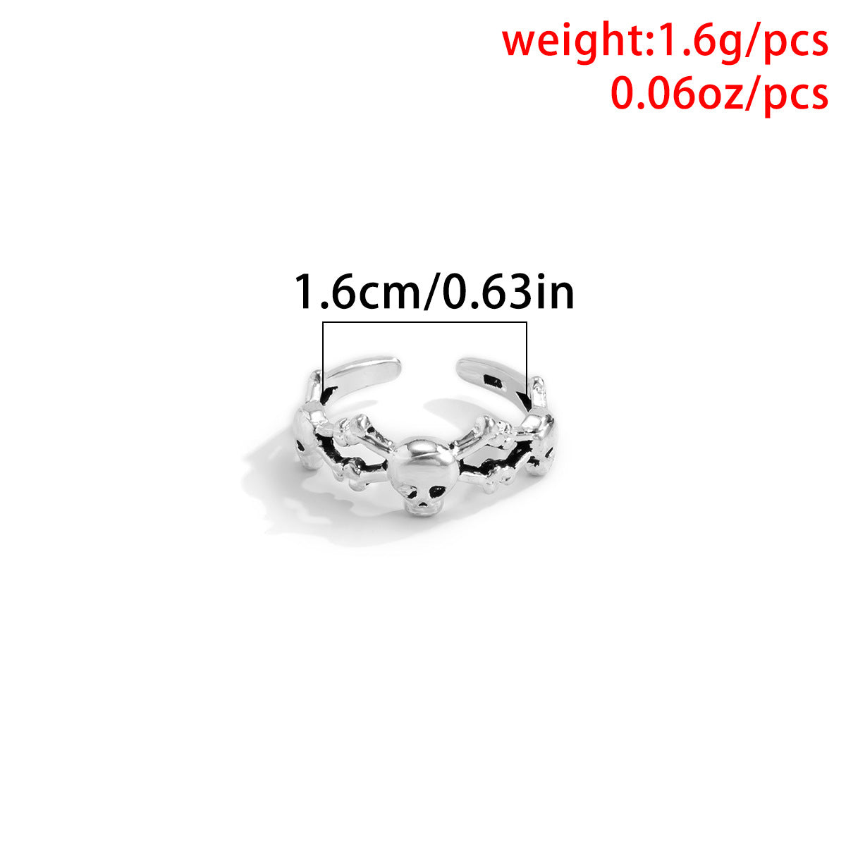 Minimalist Bohemian Geometric Skull Alloy Open Toe Ring for Women