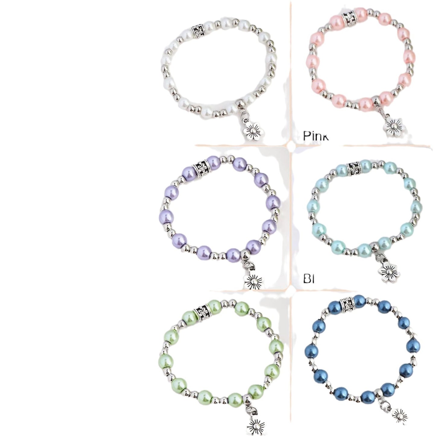 Minimalist Floral Pearl Alloy Bracelet for Women