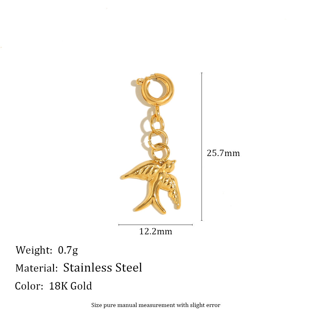 18K Gold Plated Stainless Steel Animal Charm Bar Pendant