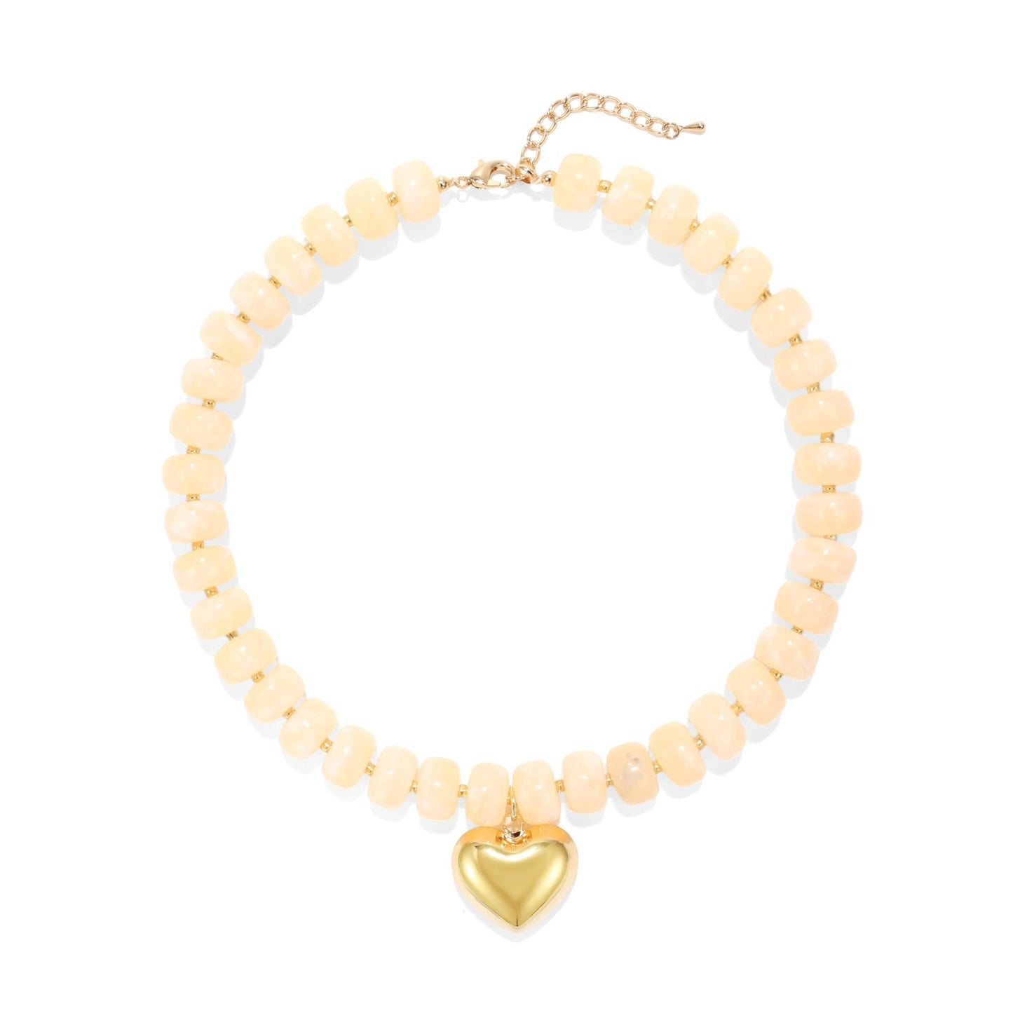 Fashionable Geometric Heart Acrylic Beaded Necklace for Women Casual Daily Wear Cable Chain
