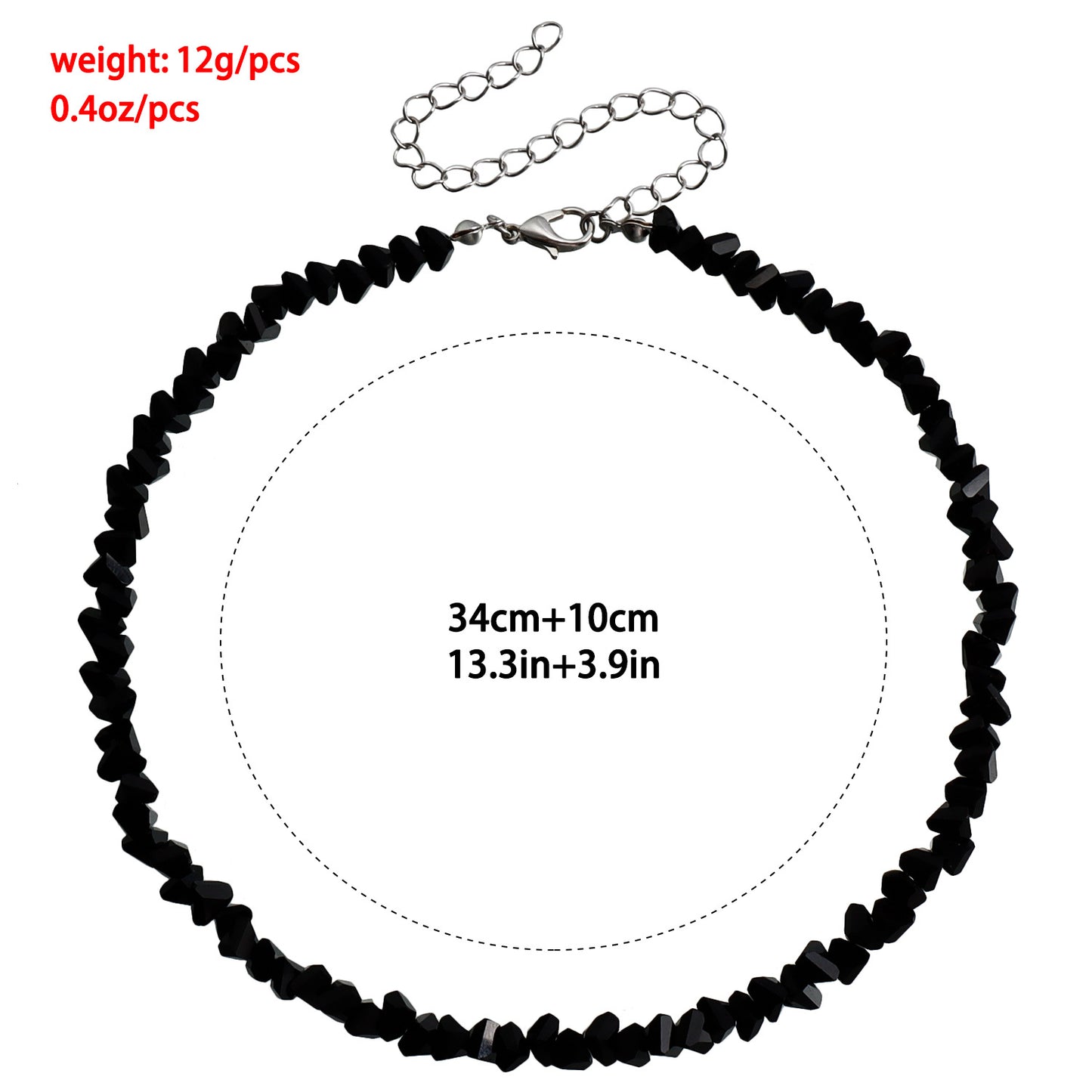 Collar de cuentas de cristal negro estilo geométrico para mujer con acabado chapado y diseño de cadena para clavícula