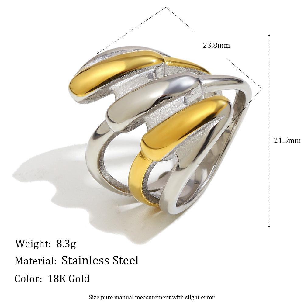 Minimalist Geometric Stainless Steel Plated 18K Gold Stackable Rings for Women