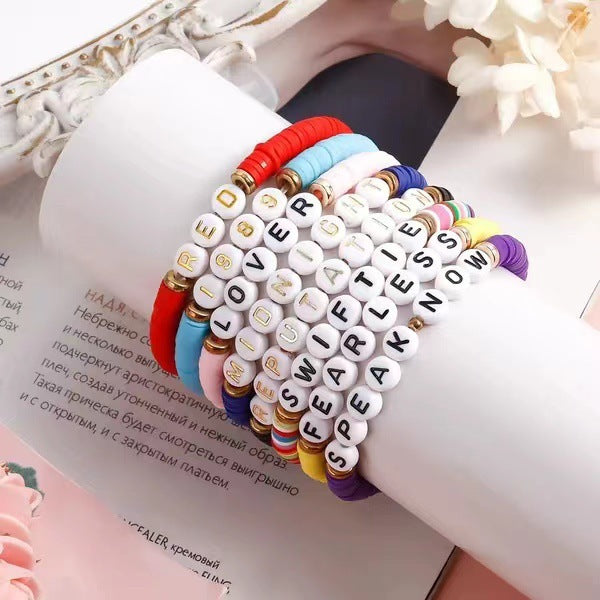 Bohemian Vintage Letter Number Beaded Bracelet Unisex Handmade Layered