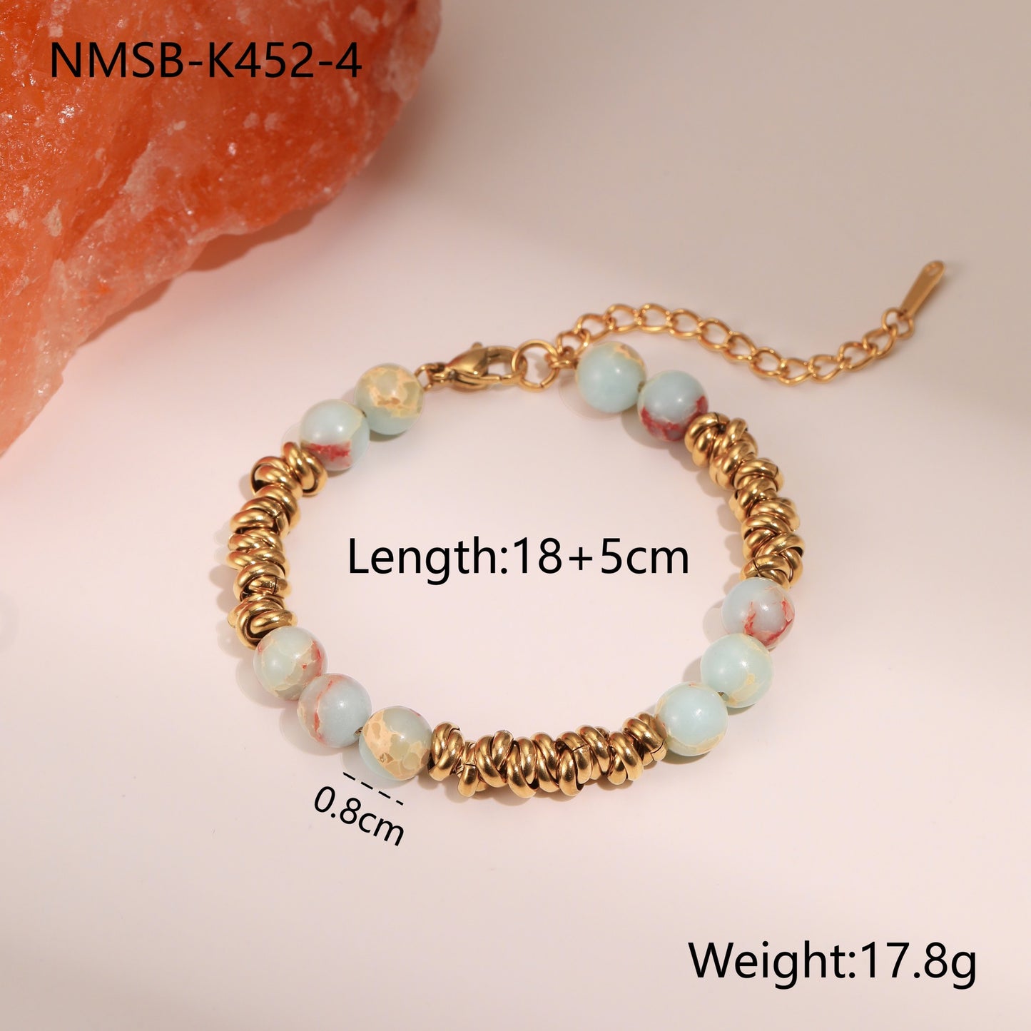 Vintage-Inspired Geometric Stainless Steel Bracelet with 18K Gold Plating for Women