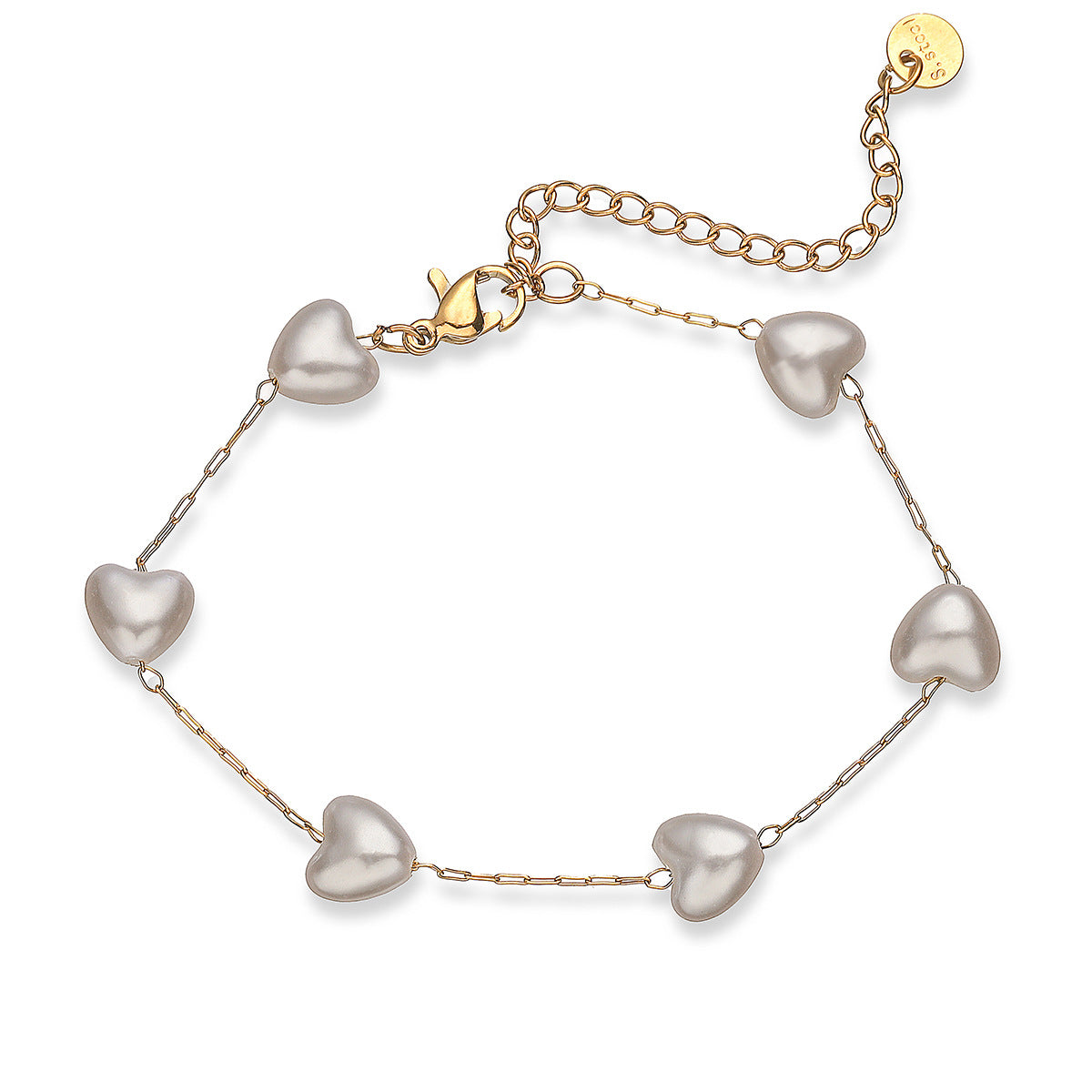 Minimalist Elegant Geometric Stainless Steel Plated Bracelet with Pearl for Women