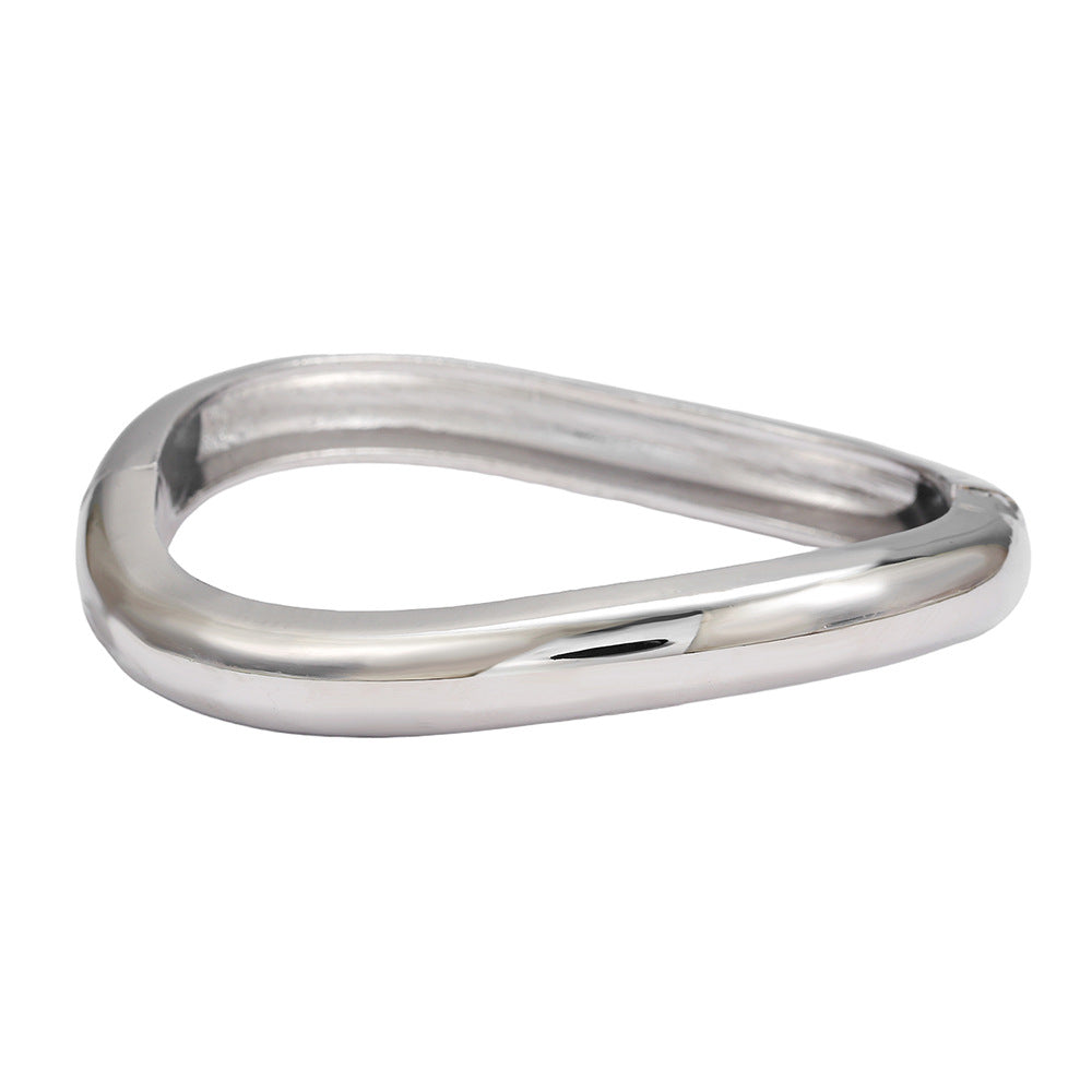 Minimalist Geometric Round Plated Alloy Spring Cuff Bracelet