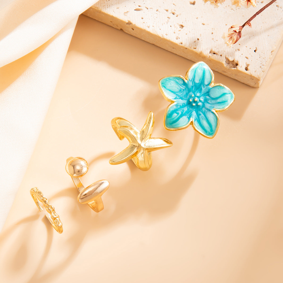 Casual Drip Oil Floral Geometric Alloy Toe Ring for Women