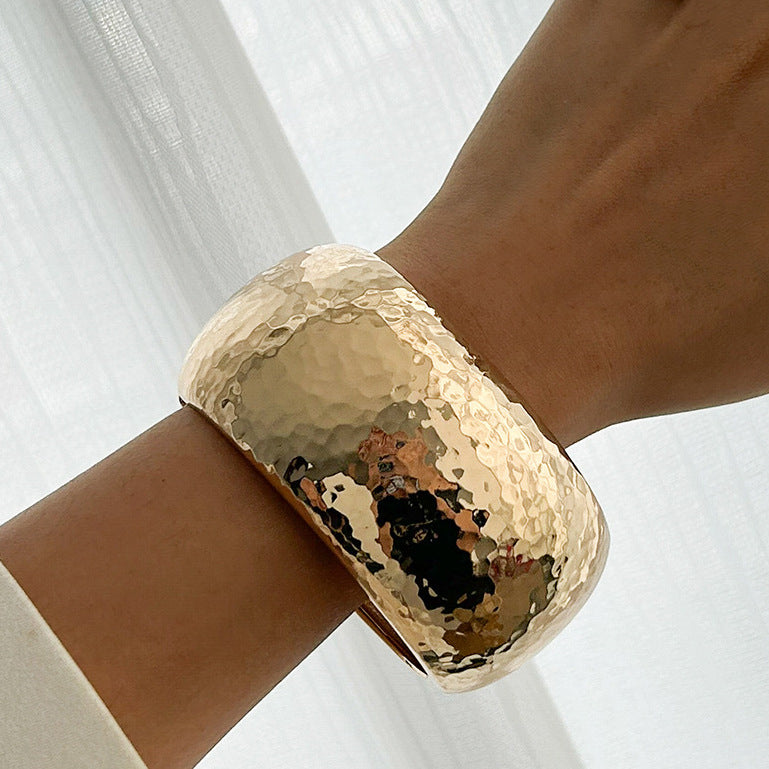 Minimalist Irregular Geometric Zinc Alloy Plated Wide Cuff Bracelet Set