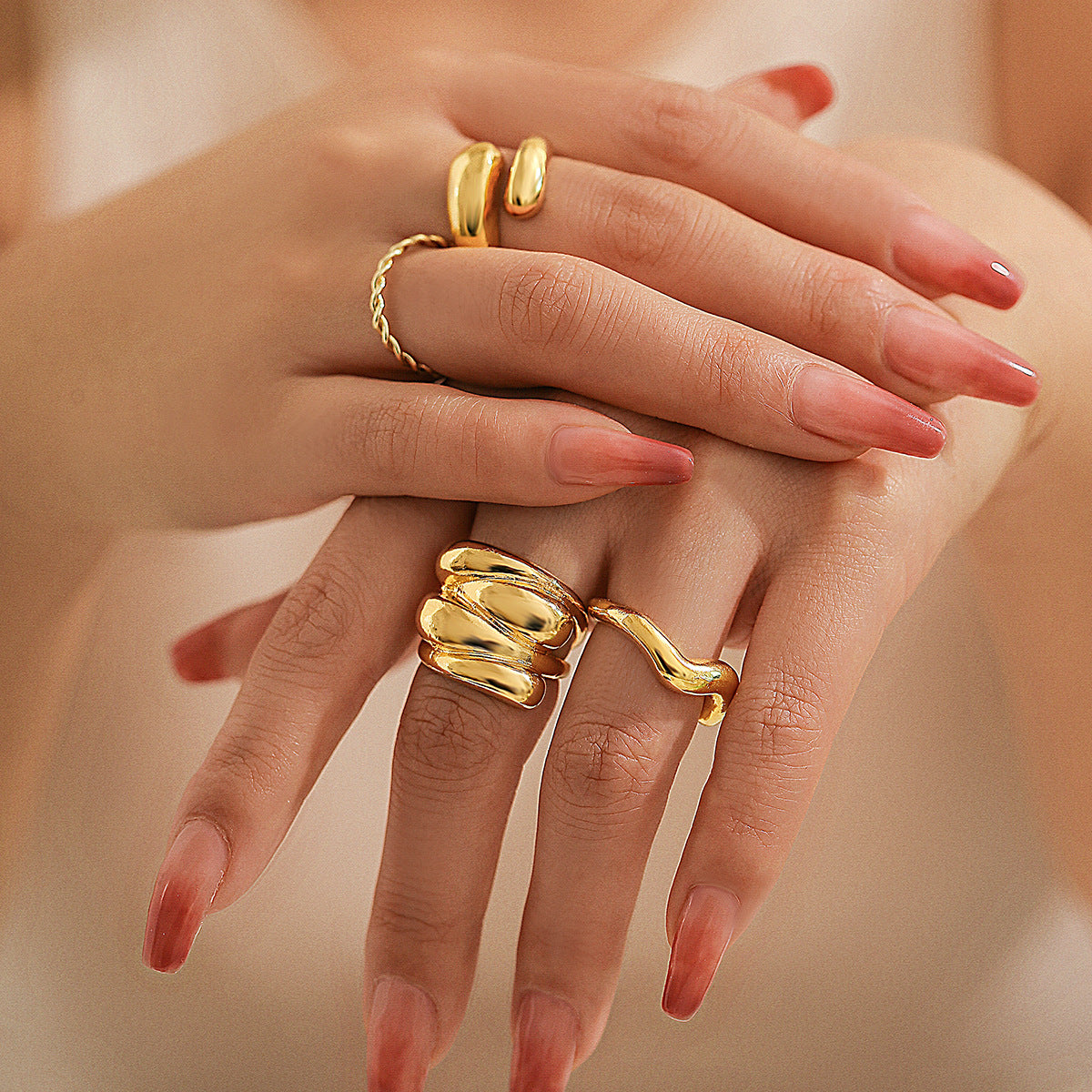 Minimalist Geometric Alloy Plated Ring for Women