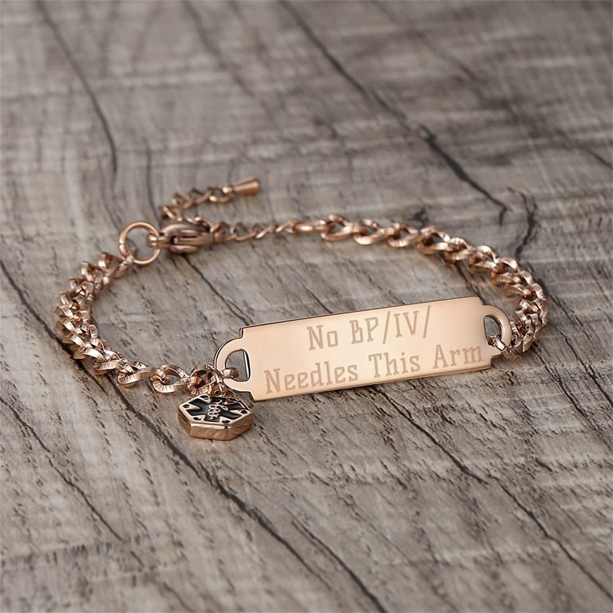Minimalist Geometric Stainless Steel Plated ID Bracelet Charm Bar for Unisex