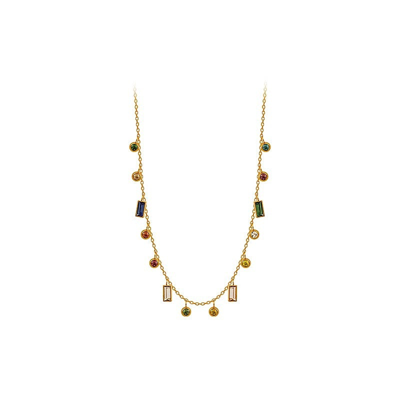 Collar de acero titanio con forma irregular de animal, diseño original, con circonitas de colores para mujeres y hombres