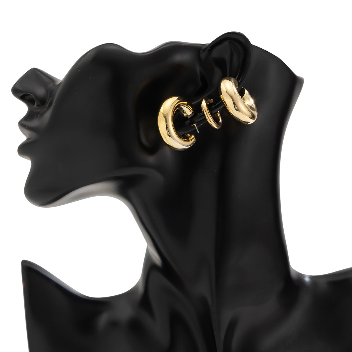 Pendientes de clip de tubo redondo hueco geométricos minimalistas para mujer con acabado de metal chapado