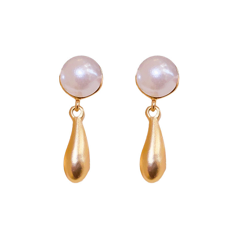 Vintage-Style Geometric Alloy Earrings with Pearl Accents and Silver-Plated Steel Posts for Women