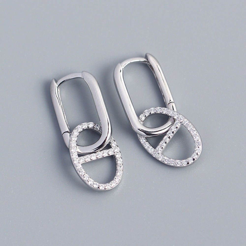 Orecchini a clip con strass geometrici "Sweet-Edgy" in argento sterling S925 da donna