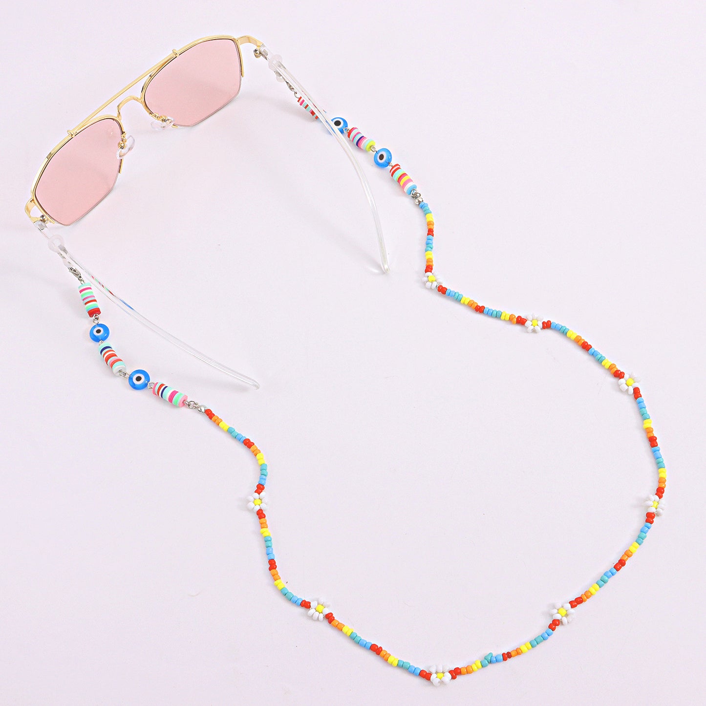 Colorful Resin Bead Floral Eyewear Chain for Women