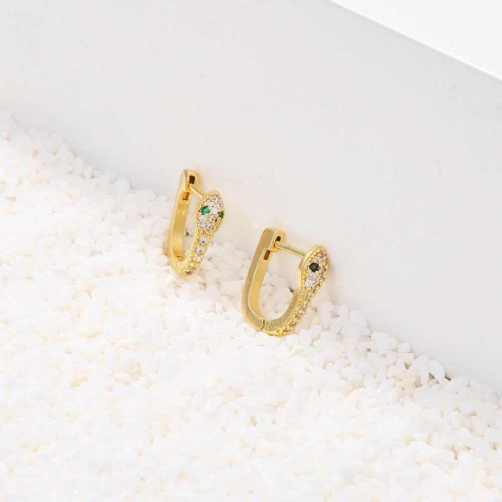 Casual Gold Plated Brass Geometric Earrings with Cubic Zirconia and Stainless Steel Posts