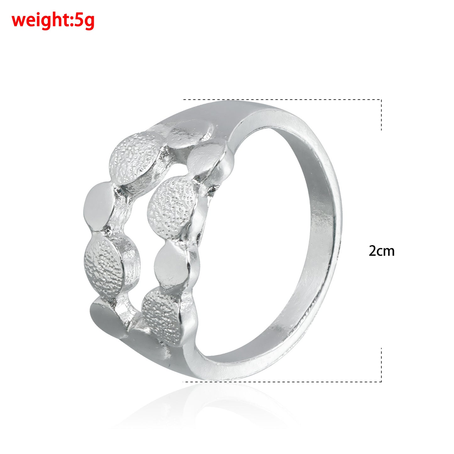 Anillo minimalista de metal chapado con textura de escamas redondas geométricas para mujer