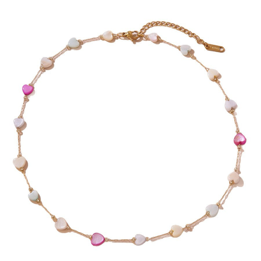 Elegante set collana e bracciale in acciaio inossidabile placcato a goccia Sweet Heart con catena a cavo per donna