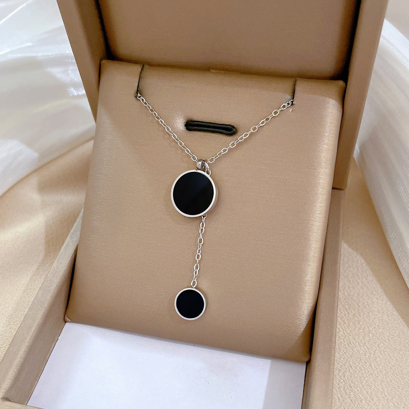 Geometric Minimalist Titanium Steel Plated Necklace with Stainless Steel 304 Pendant for Unisex