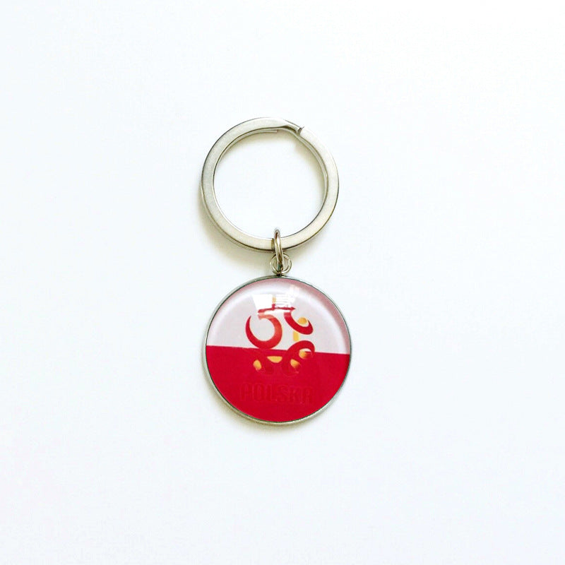 Sporty Round Stainless Steel Keychain National Football Team Souvenir Gift
