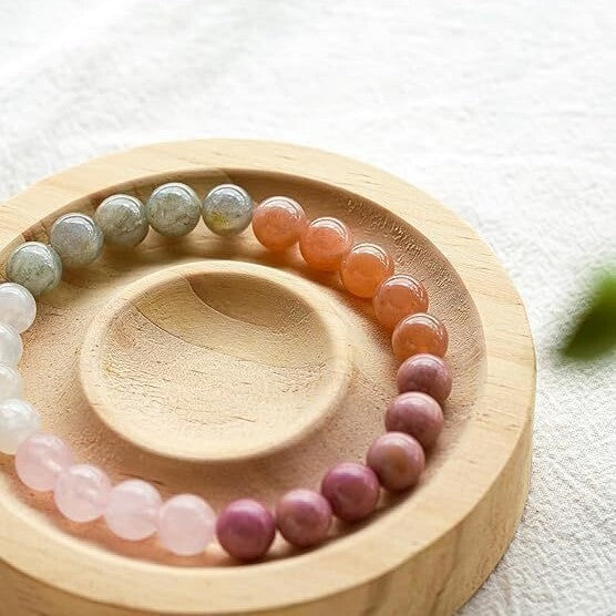 Minimalist Natural Citrine and Tiger Eye Stone Bracelet Unisex Geometric Round Beads Gift