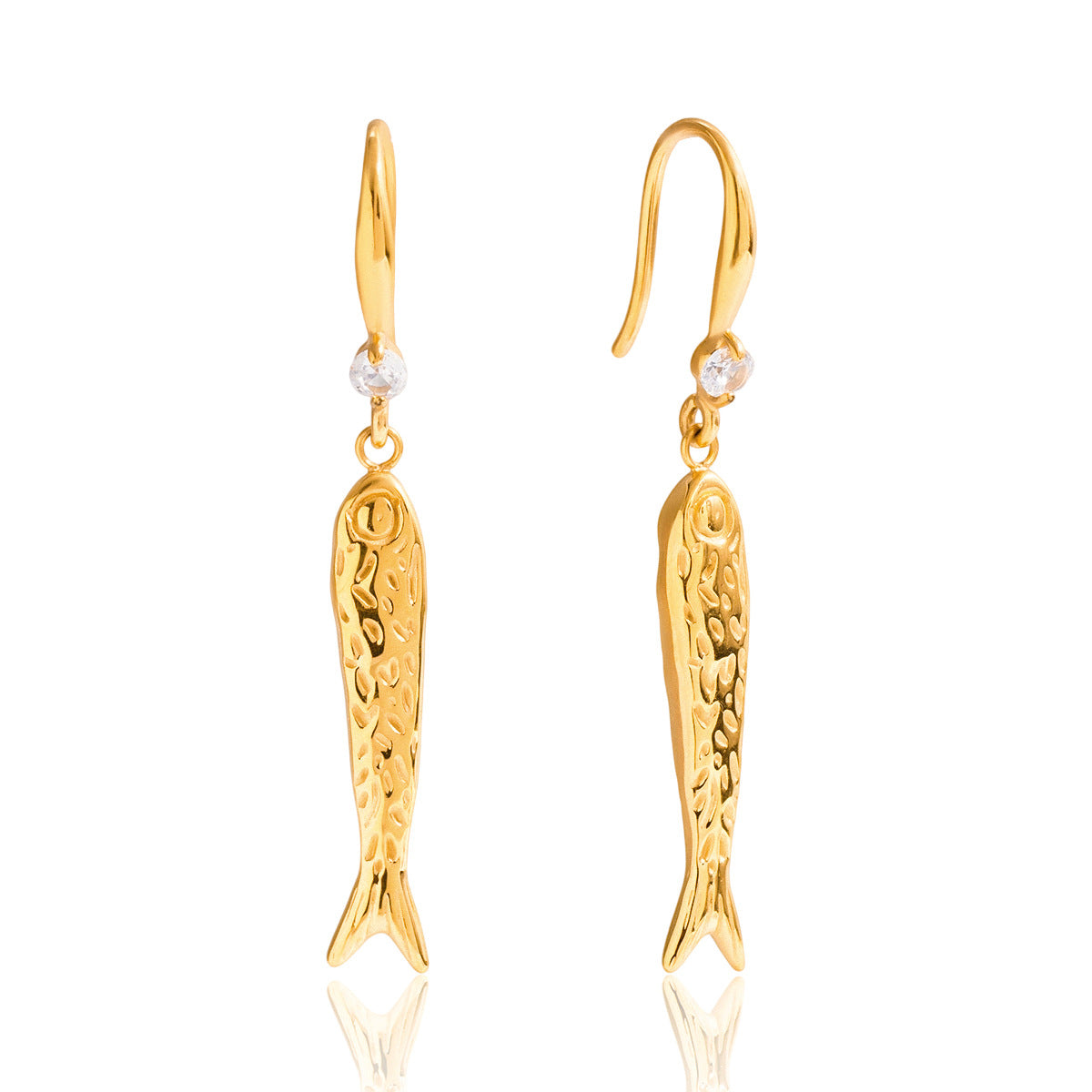 Elegant Fish Shaped Plated Stainless Steel Earrings for Women